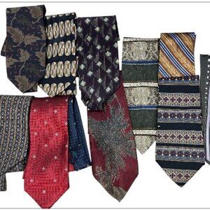 Designer Vintage 100% Silk Men's Ties Lot of 12 made in Italy, USA  China